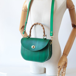 【Creema獨家早鳥價】竹柄牛皮單肩包/馬鞍包/手拿包 第15張的照片