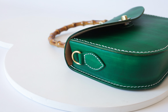 【Creema獨家早鳥價】竹柄牛皮單肩包/馬鞍包/手拿包 第8張的照片