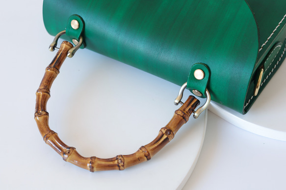 【Creema獨家早鳥價】竹柄牛皮單肩包/馬鞍包/手拿包 第6張的照片