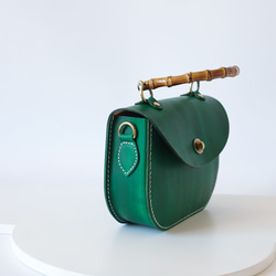 【Creema獨家早鳥價】竹柄牛皮單肩包/馬鞍包/手拿包 第5張的照片