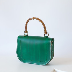 【Creema獨家早鳥價】竹柄牛皮單肩包/馬鞍包/手拿包 第4張的照片