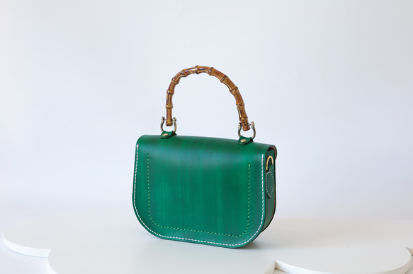 【Creema獨家早鳥價】竹柄牛皮單肩包/馬鞍包/手拿包 第4張的照片