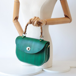 【Creema獨家早鳥價】竹柄牛皮單肩包/馬鞍包/手拿包 第16張的照片