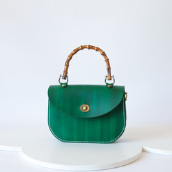 【Creema獨家早鳥價】竹柄牛皮單肩包/馬鞍包/手拿包 第2張的照片