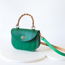 【Creema獨家早鳥價】竹柄牛皮單肩包/馬鞍包/手拿包 第13張的照片