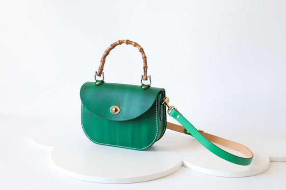 【Creema獨家早鳥價】竹柄牛皮單肩包/馬鞍包/手拿包 第13張的照片