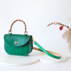 【Creema獨家早鳥價】竹柄牛皮單肩包/馬鞍包/手拿包 第14張的照片