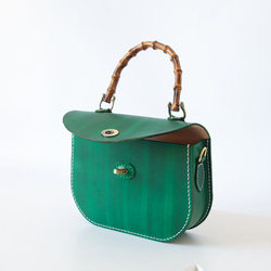 【Creema獨家早鳥價】竹柄牛皮單肩包/馬鞍包/手拿包 第11張的照片