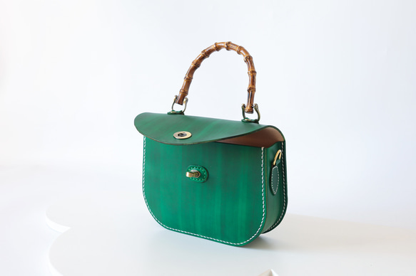 【Creema獨家早鳥價】竹柄牛皮單肩包/馬鞍包/手拿包 第11張的照片