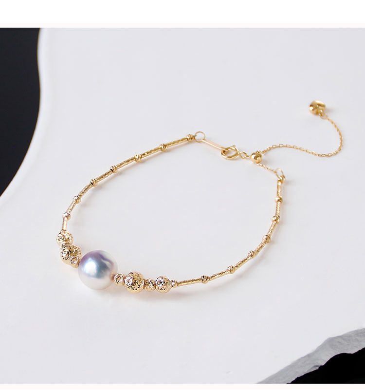 [ヘイズジュエリー] ルルトンデザイン 8-9.5mm アコヤ海水真珠ブレスレット ナチュラルブライト 18Kゴールド 調節可能