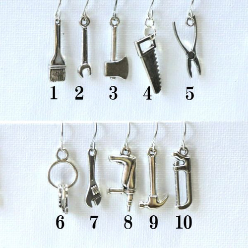 金具変更無料 お道具イヤリング・ピアス 工具 鍵 シルバーカラー