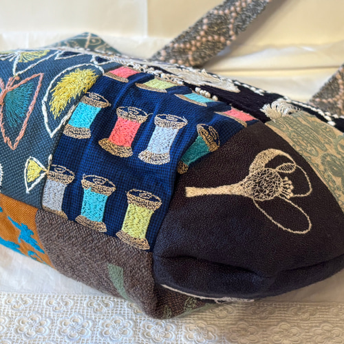 ミナペルホネン生地使用”バッグ”sand rose /skip/両面ハギレパッチ