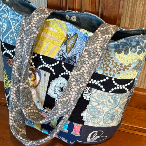 ミナペルホネン生地使用”バッグ”sand rose /skip/両面ハギレパッチ