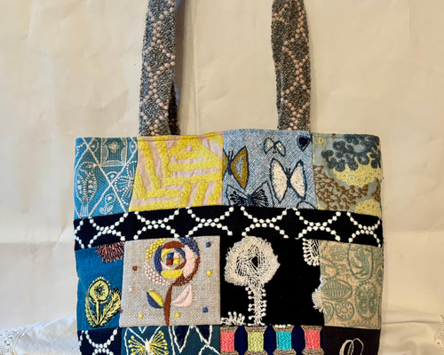 ミナペルホネン 生地使用　パッチワークトートバッグ　お散歩バッグ　rosy ミナペルホネン 生地使用 パッチワークトートバッグ お散歩バッグ rosy