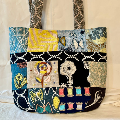 ミナペルホネン生地使用”バッグ”sand rose /skip/両面ハギレパッチ