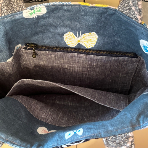 ミナペルホネン生地使用”バッグ”sand rose /skip/両面ハギレパッチ