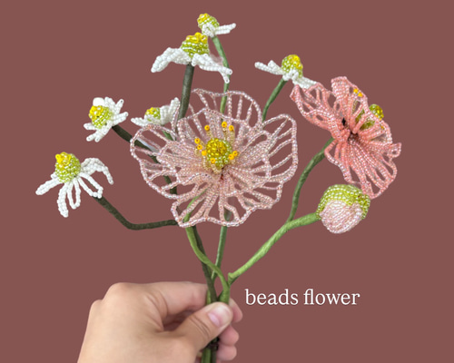 ビーズフラワーアート 花束風 花瓶付き beadsflower #beads #flower #ビーズフラワー #ビーズ #フラワー