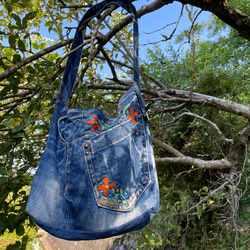 デニムリメイク ユニセックス ショルダートートバッグbag-0015