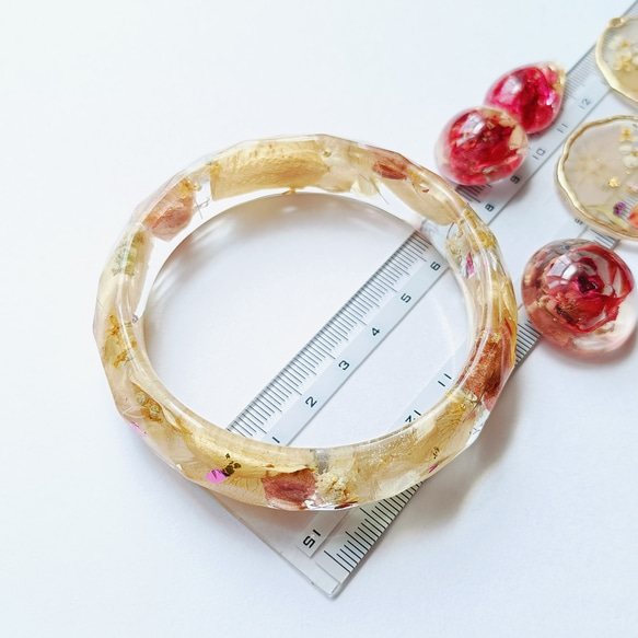 5周記念福袋SALE　〜ピーチカラーのフラワーアクセサリー5点セット〜　薔薇　紫陽花　桜　クリア　レジン　花　ピンク桃 12枚目の画像
