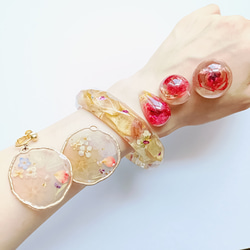 5周記念福袋SALE　〜ピーチカラーのフラワーアクセサリー5点セット〜　薔薇　紫陽花　桜　クリア　レジン　花　ピンク桃 11枚目の画像