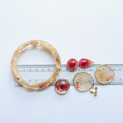 5周記念福袋SALE　〜ピーチカラーのフラワーアクセサリー5点セット〜　薔薇　紫陽花　桜　クリア　レジン　花　ピンク桃 13枚目の画像