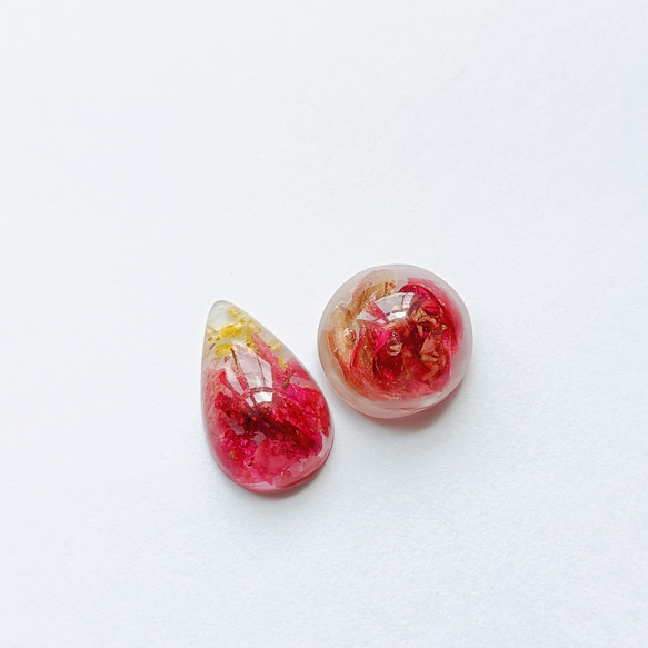 5周記念福袋SALE　〜ピーチカラーのフラワーアクセサリー5点セット〜　薔薇　紫陽花　桜　クリア　レジン　花　ピンク桃 15枚目の画像