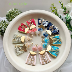 インド／インド刺繍のリボン インド刺繍のきらめきイヤリング／ピアス