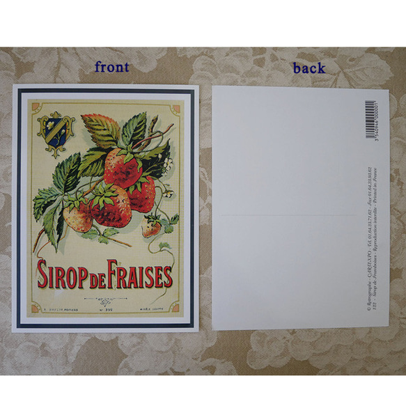 ヴィンテージ　フランスのポストカード　L版　fraises 4枚目の画像