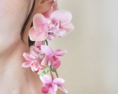 完成品】Pinkフラワーのイヤーカフ イヤーカフ fleur et cadeau