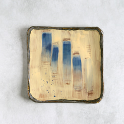 靛藍線描彩繪陶瓷方盤 第1張的照片