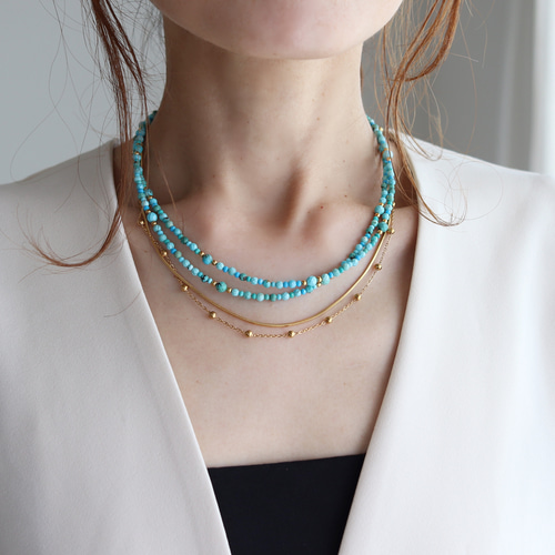 2連に見える (金具の色選べる) 小粒ターコイズネックレス・サージカル