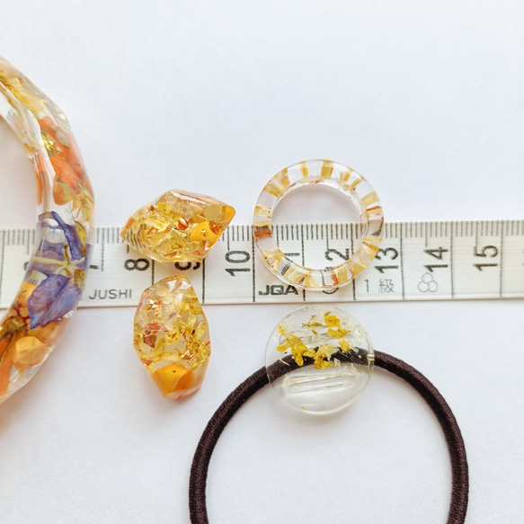 5周記念福袋SALE　〜夏めくオレンジアクセサリー4点セット〜　太陽　コスモス　秋桜　クリア　レジン　花　アクリル　青 18枚目の画像