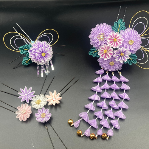 つまみ細工 正絹 髪飾り（6）11点セット 成人式髪飾り 七五三髪飾り 和