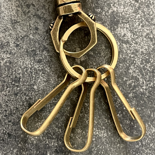 Creema限定 真鍮 メンズ キーリング キーフック キーホルダー パーツ