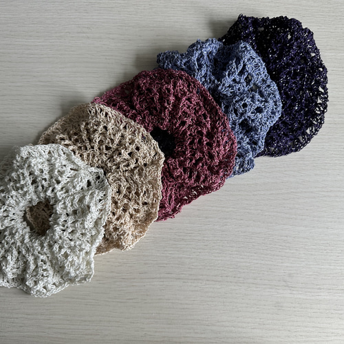 編みシュシュ キラキラホワイト シュシュ casually_4life 通販