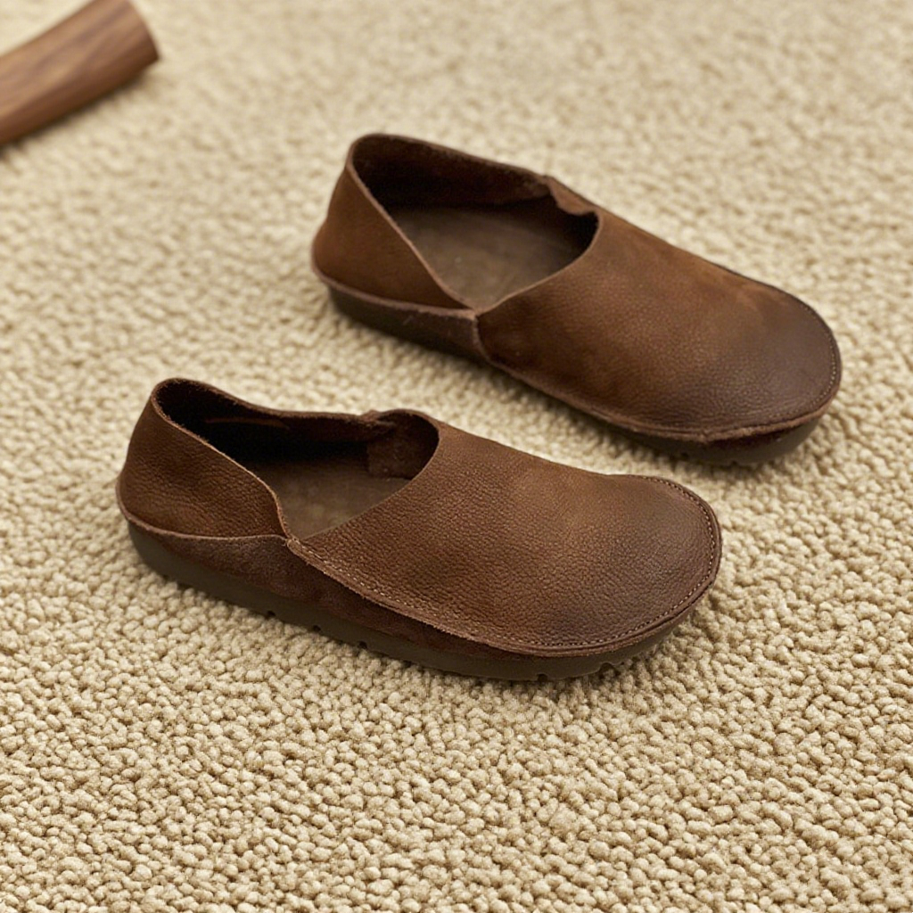 本革スリッポン|2WAYで履けるサンダル|ソフトラバー フラットシューズ