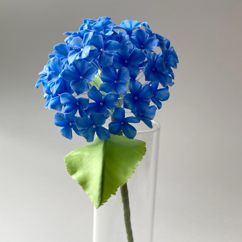 ほんのり透ける粘土の紫陽花 ロイヤルブルー クレイフラワー アート