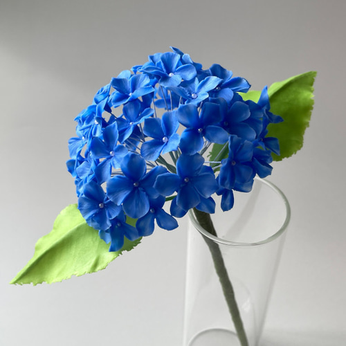 ほんのり透ける粘土の紫陽花 ロイヤルブルー クレイフラワー アート