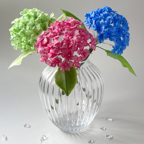 ほんのり透ける粘土の紫陽花 ロイヤルブルー クレイフラワー アート