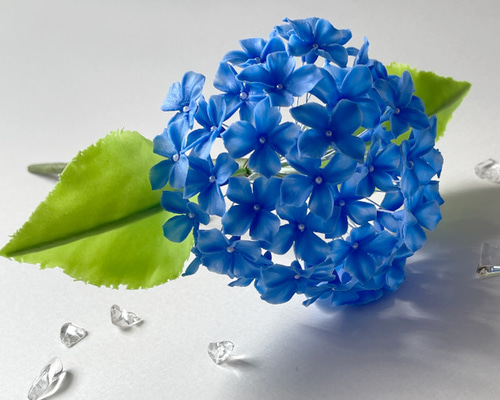ほんのり透ける粘土の紫陽花 ロイヤルブルー クレイフラワー アート