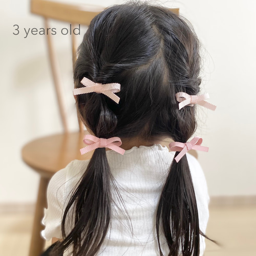 【ペタシャムリボン】ベビーヘアクリップ ヘアゴム 2個セット】ペタシャム♡リボン ヘアゴム キッズ ベビー セレモニー