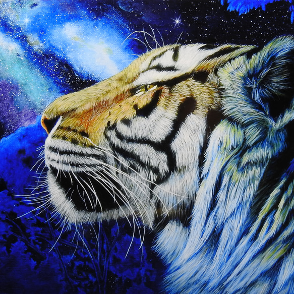 A4アートプリント『great tiger～星雲と虎～』高光沢紙/宇宙/星/額無し 1枚目の画像