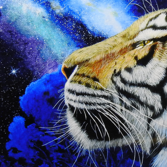 A4アートプリント『great tiger～星雲と虎～』高光沢紙/宇宙/星/額無し 3枚目の画像
