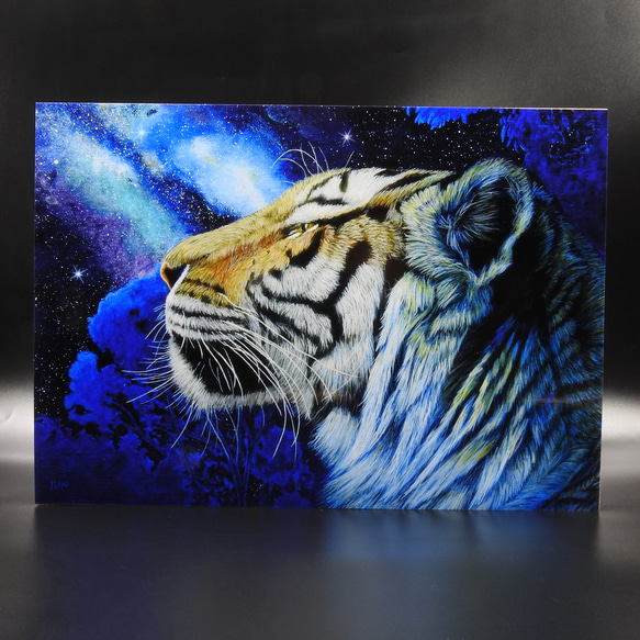 A4アートプリント『great tiger～星雲と虎～』高光沢紙/宇宙/星/額無し 2枚目の画像