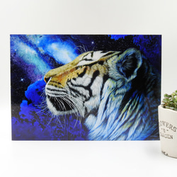A4アートプリント『great tiger～星雲と虎～』高光沢紙/宇宙/星/額無し 9枚目の画像