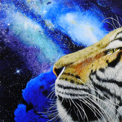 A4アートプリント『great tiger～星雲と虎～』高光沢紙/宇宙/星/額無し 5枚目の画像