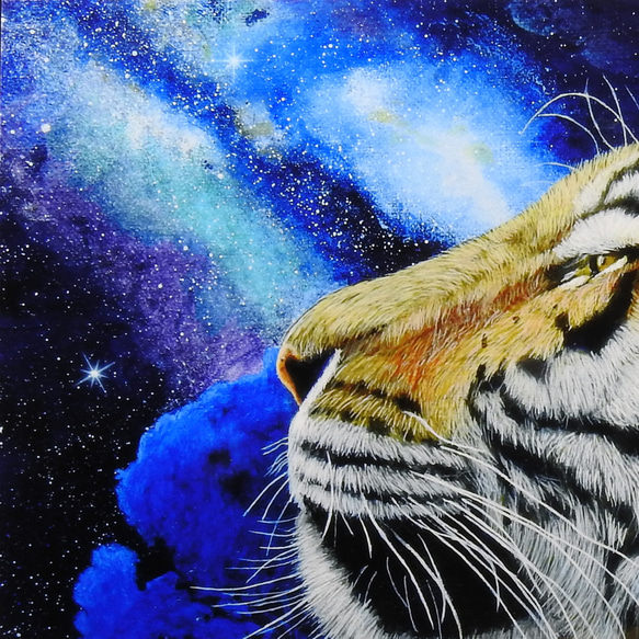 A4アートプリント『great tiger～星雲と虎～』高光沢紙/宇宙/星/額無し 5枚目の画像
