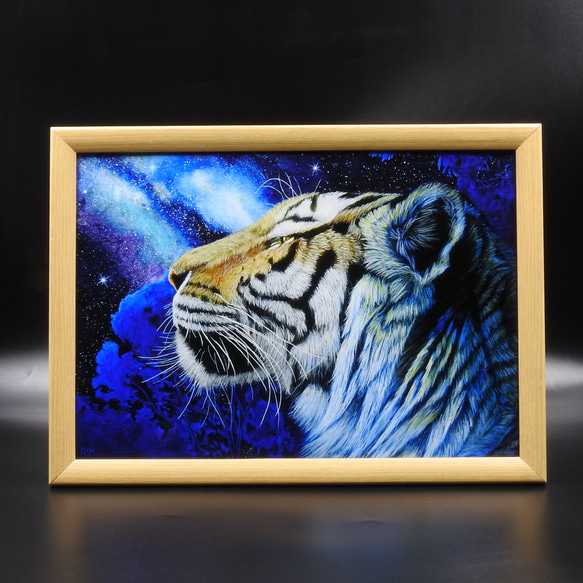 A4アートプリント『great tiger～星雲と虎～』高光沢紙/宇宙/星/額無し 6枚目の画像
