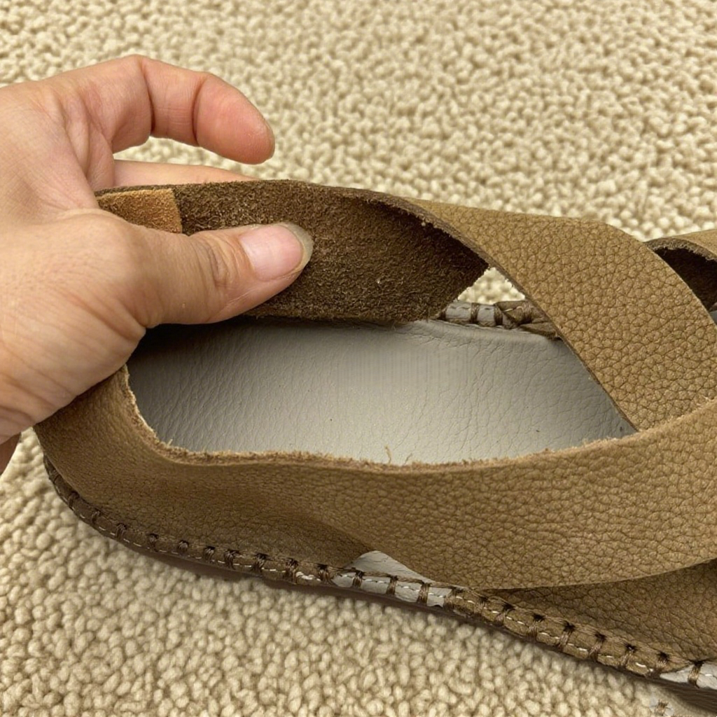 2色|コンフォートフラットサンダル|ソフト牛革編み込み|レザーサンダル|防滑ソール