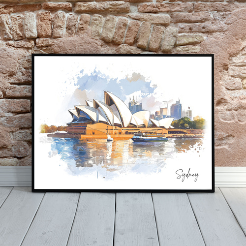 シドニー・オペラハウスの水彩画 オーストラリアの象徴的建築 水彩画